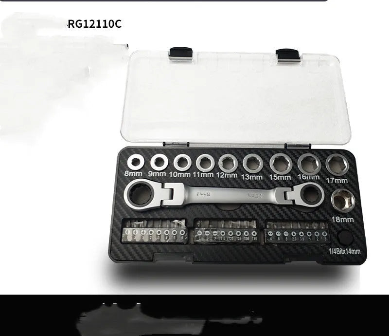 Dual-purpose ratchet wrench set with sockets and batch heads for automotive and DIY use