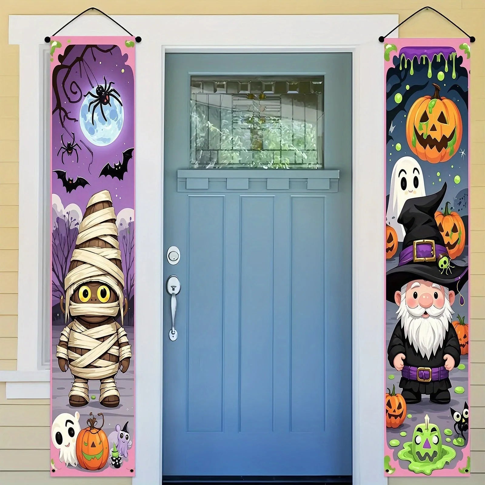 Halloween couplet hanging flag banner measuring 30x180cm in polyester fabric