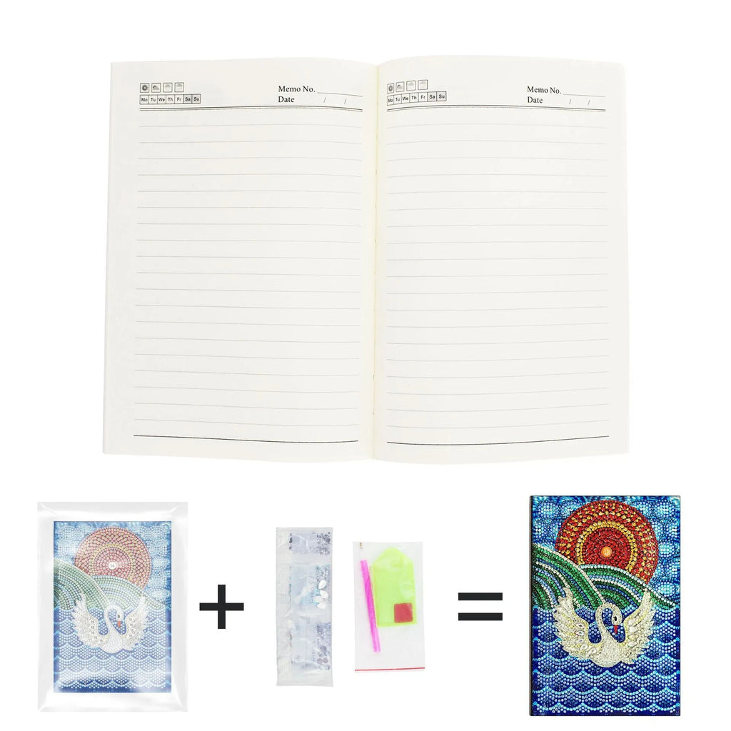 A5 Diamond Painting Notebook in black with decorative elements, 142x207x8mm
