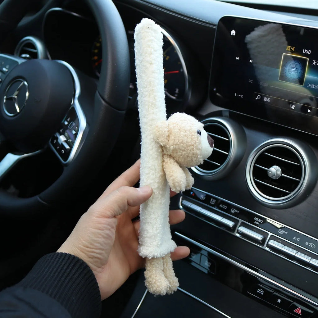 Cartoon plush car seat belt shoulder protector in lamb wool with rabbit or bear designs