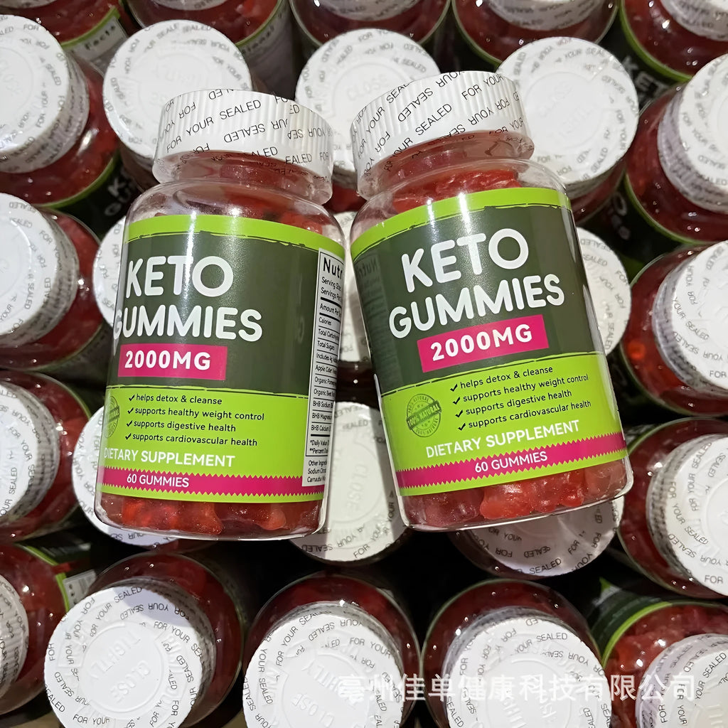 Bottle of 60 Keto BHB vinegar soft candy vitamin tablets with pectin formula