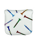 Square golf putter protective sleeve with rocket pattern design in PU leather