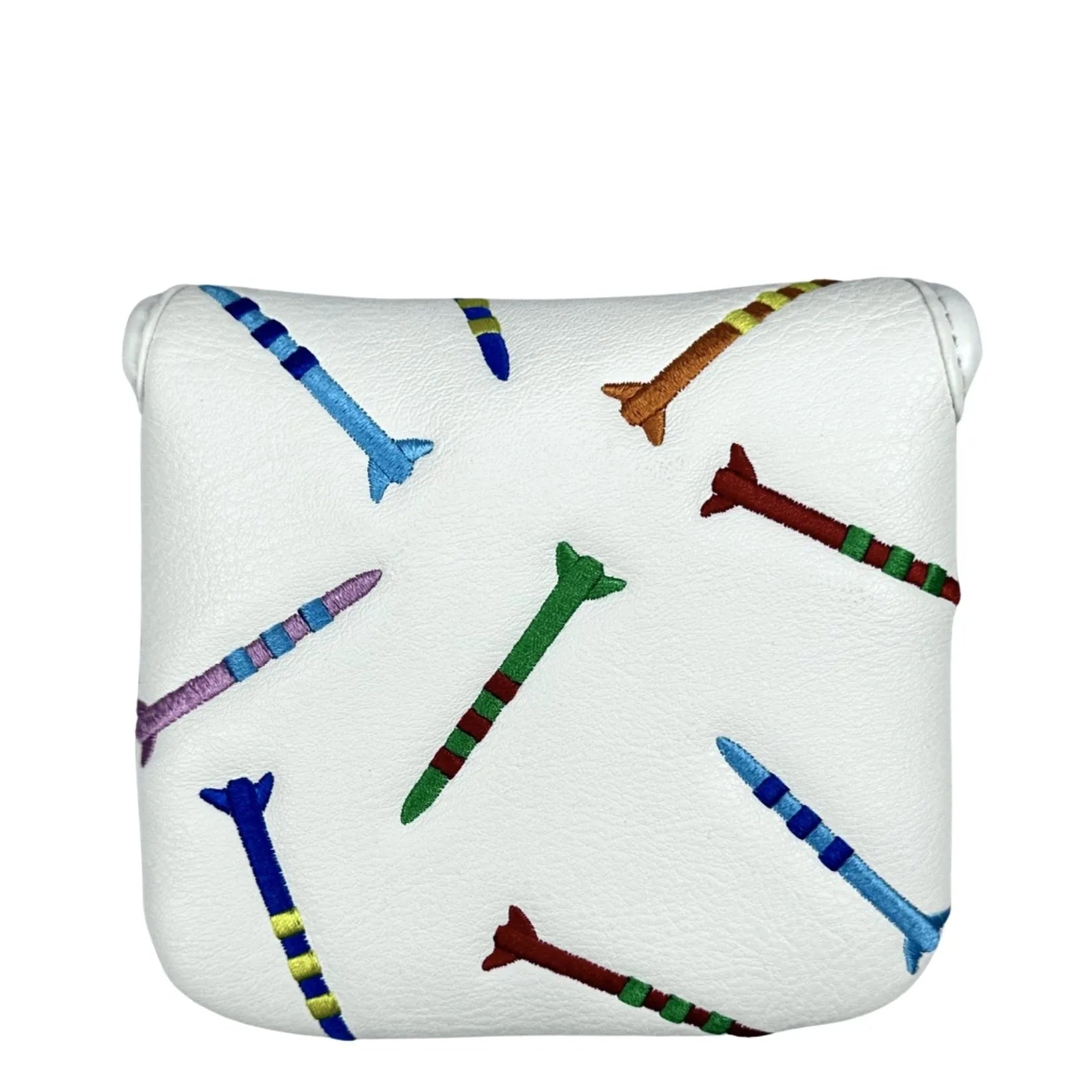 Square golf putter protective sleeve with rocket pattern design in PU leather