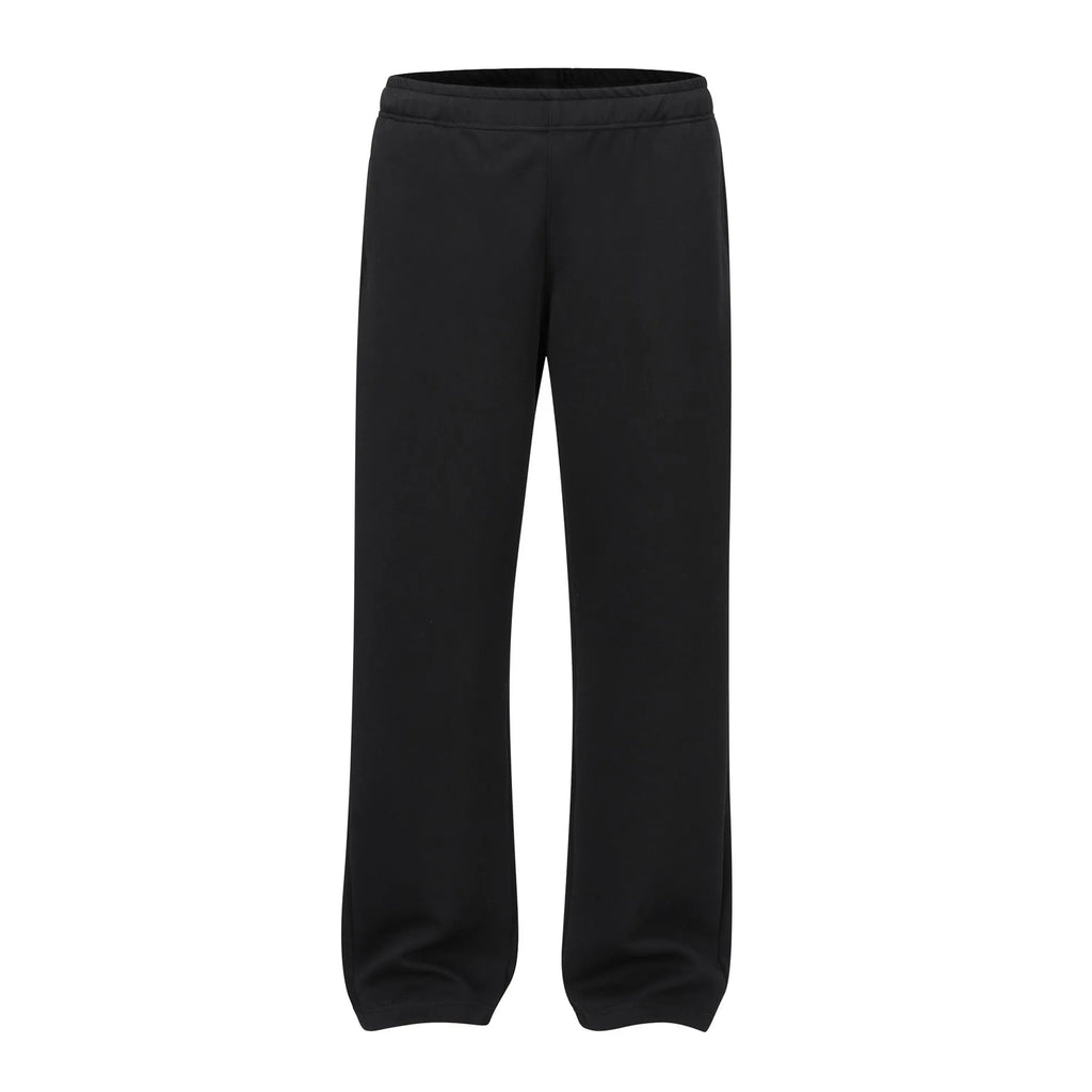 Men's solid colour cotton straight-leg trousers with wide-leg loose fit and mid-waist design