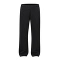 Men's solid colour cotton straight-leg trousers with wide-leg loose fit and mid-waist design