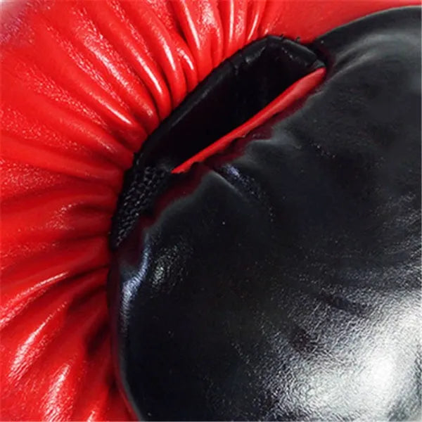 PU boxing gloves in red, blue, white, pink, and orange for training and sparring