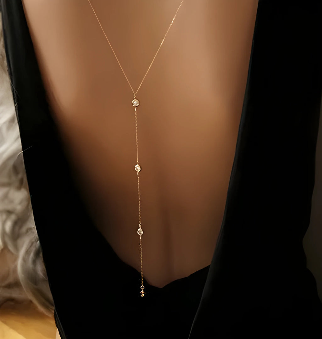 Crystal geometric pendant necklace with artificial crystal on snake bone chain, pearl gold colour, adjustable 21-50cm
