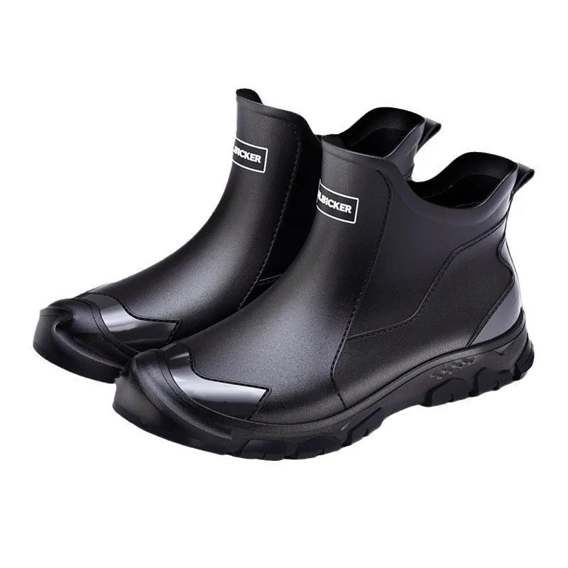 Korean style short tube PVC wading shoes in solid colours with non-slip plastic soles
