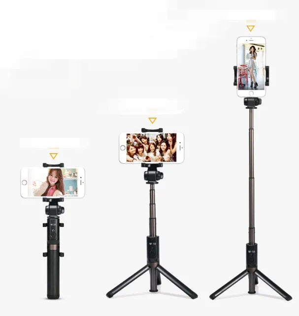 Aluminium alloy Bluetooth selfie stick with tripod legs and remote control for smartphones