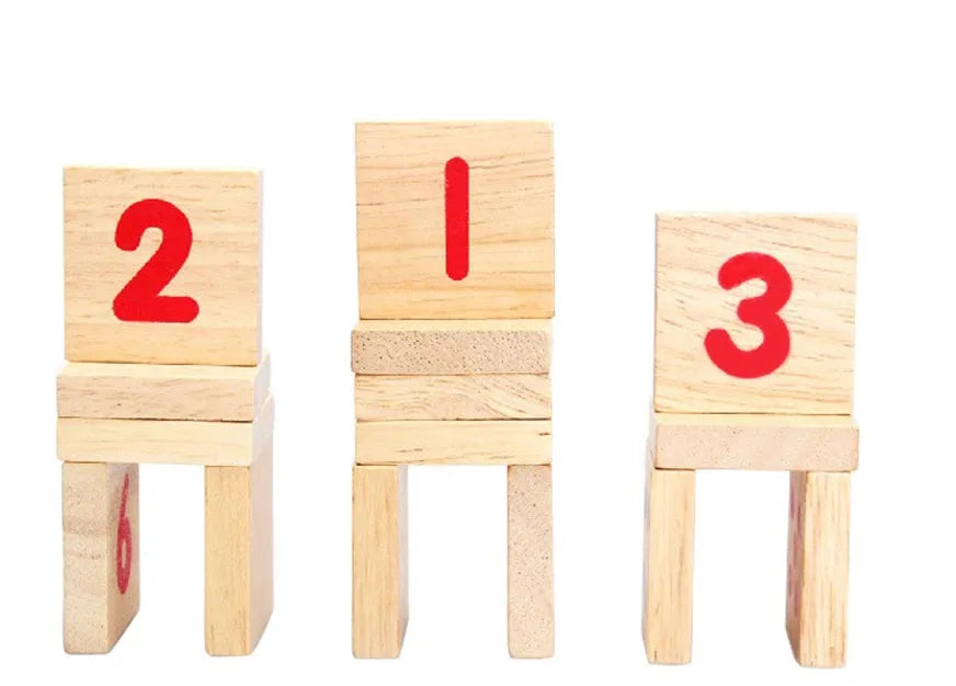 Montessori teaching log board made of rubber wood with a plastic ring, packed size 43 x 14 x 4.5 cm
