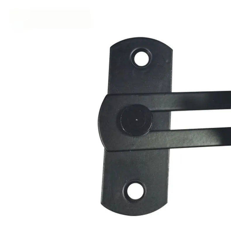 90-degree black carbon steel buckle lock with flat stainless steel shackle for sliding doors