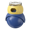 Morandi yellow and blue plastic owl cat food puzzle tumbler feeder toy