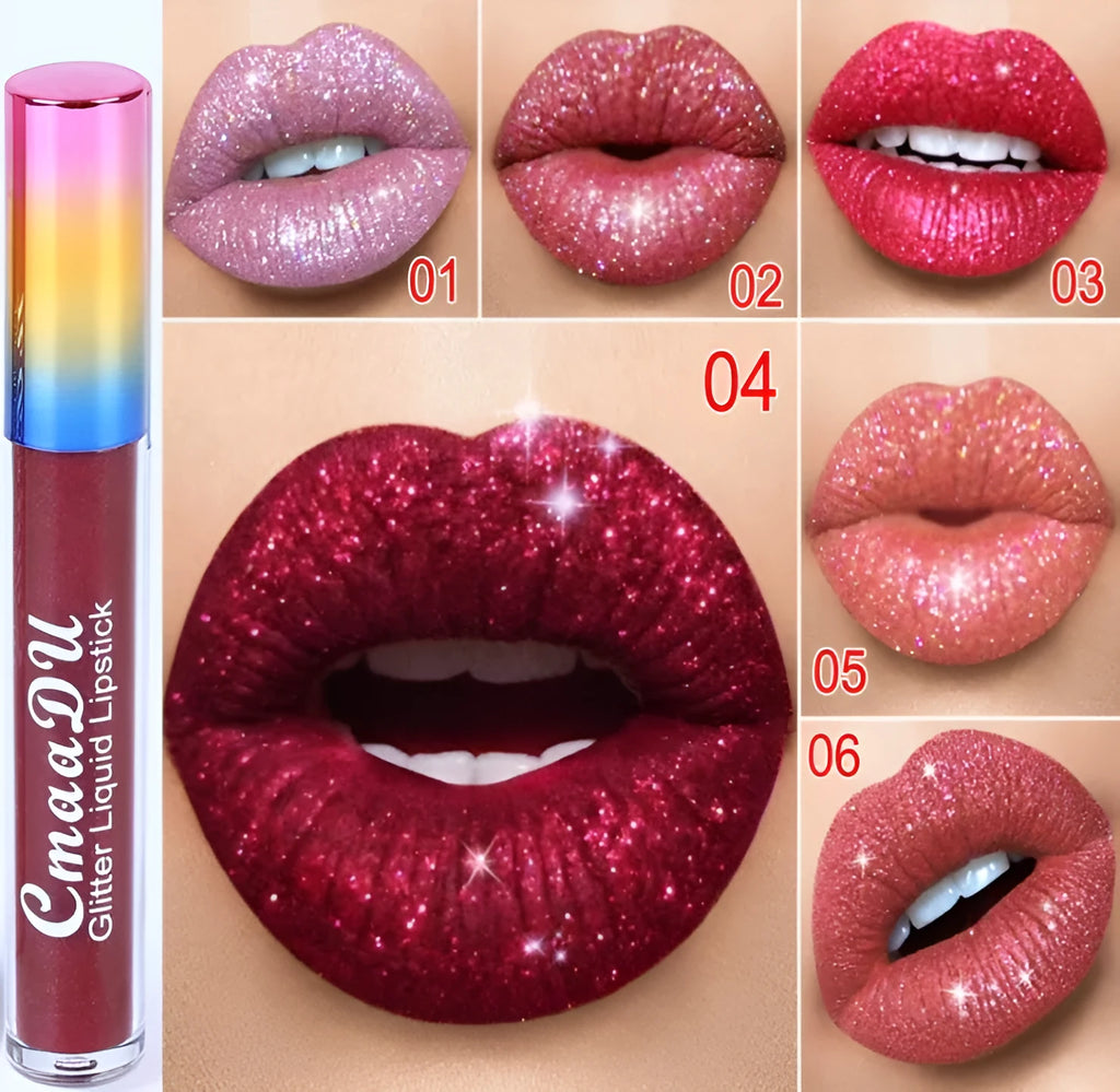 Symphony Shiny Matte Metal Lip Gloss Lipstick 4mL in six colour options 01-06 with mineral formula