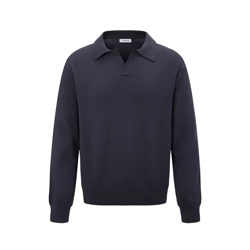 Loose chemical fibre blend pullover sweater in black, dark grey and creamy white colours
