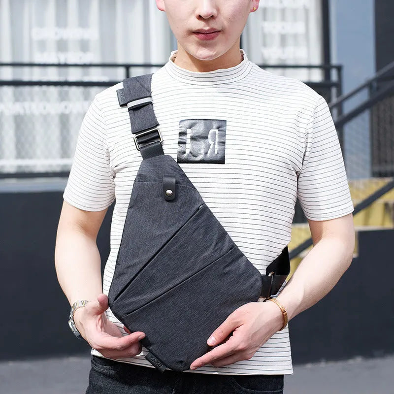 Canvas chest bag for men anti-theft shoulder bag Oxford cloth zipper closure medium size