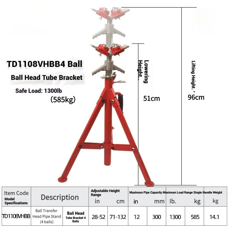 V-head pipe bracket with ball support system for steel pipe installation