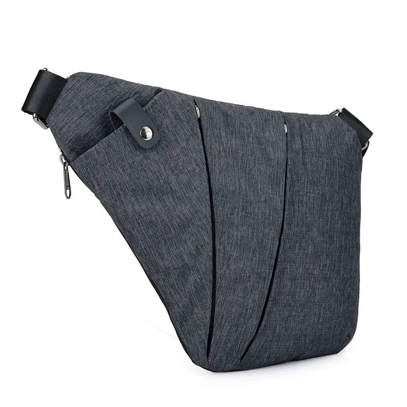 Canvas chest bag for men anti-theft shoulder bag Oxford cloth zipper closure medium size