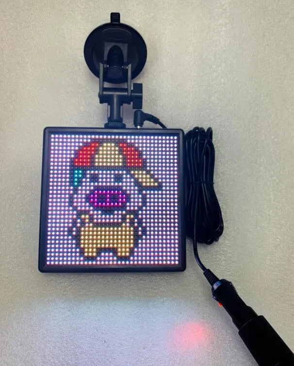 Bluetooth wireless LED car display screen with aluminium frame and 32x32 RGB grid