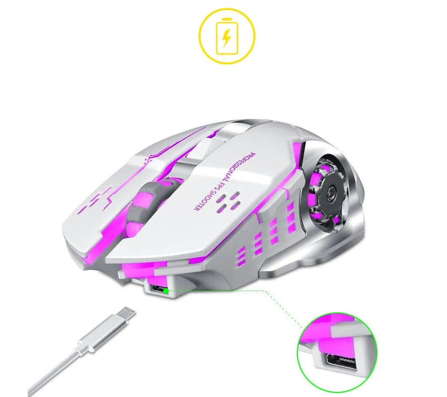 Black or white wireless optical mouse with six buttons and normal size for laptop use