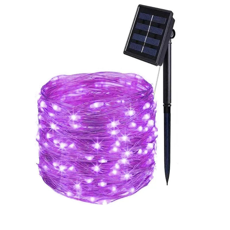 Waterproof solar Christmas courtyard festoon lamp in purple or orange, cartoon ornamental design, single pack