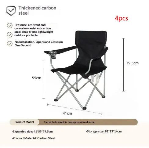 Dual-purpose outdoor office folding recliner chair in beige with steel frame and carrying handle