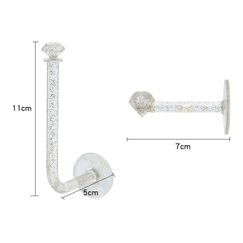 White plastic diamond crystal storage hook large size 13x7x4cm for wall organisation