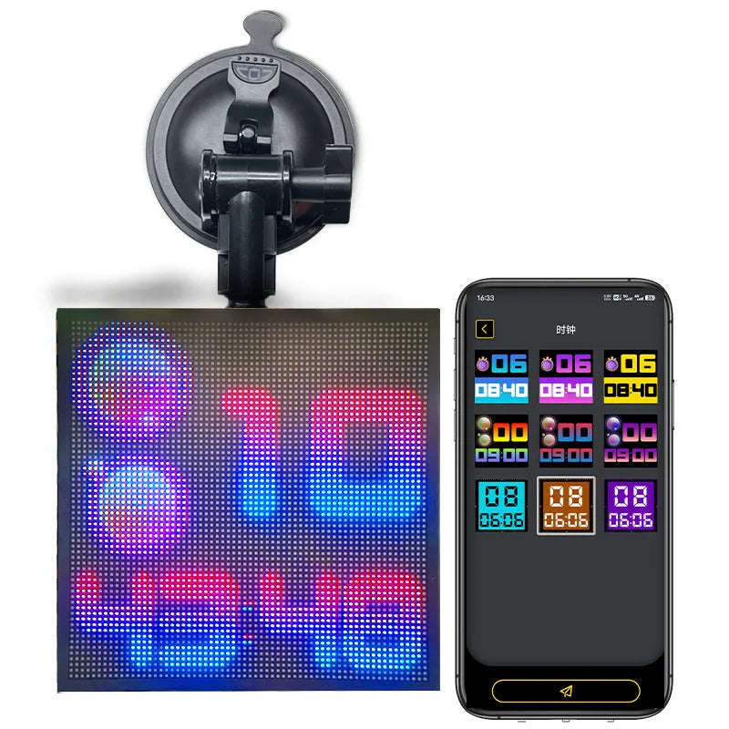 Bluetooth wireless LED car display screen with aluminium frame and 32x32 RGB grid