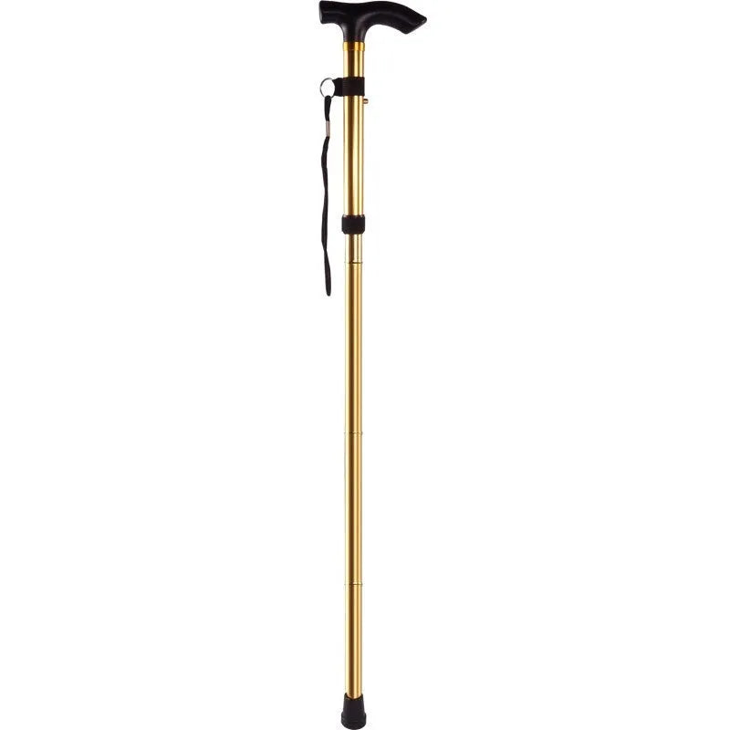 Aluminium folding walking cane extended to show adjustable length and non-slip rubber tip