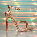Champagne women's stiletto heels with square toe and 11cm heel