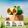 Children's toy telescope with 30mm lens in green colour on white background with sling