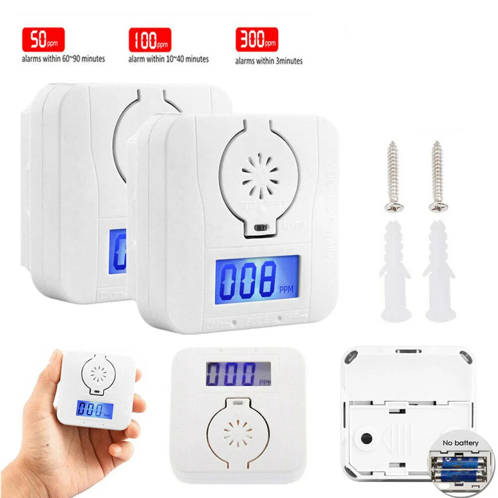 White wireless carbon monoxide alarm for wall mounting with 1.5-metre detection distance