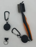 Golf club cleaning brush with magnetic snap button, stainless steel and PP wool bristles, black colour, without cover