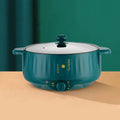 Electric hot pot with non-stick interior and stainless steel body in green or white colour options