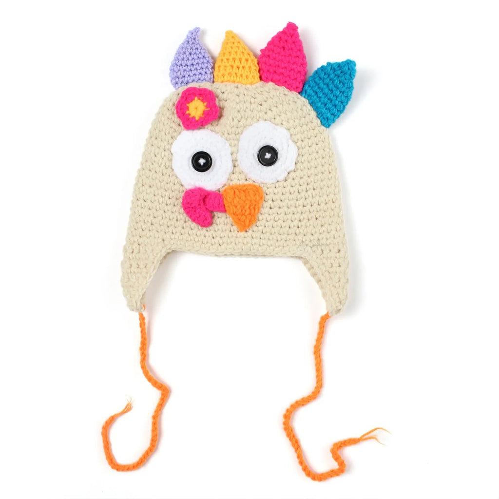 Hand-woven turkey long hat in baby cashmere, Beige and Coffee, small 35-37cm and large 43-45cm Thanksgiving accessory
