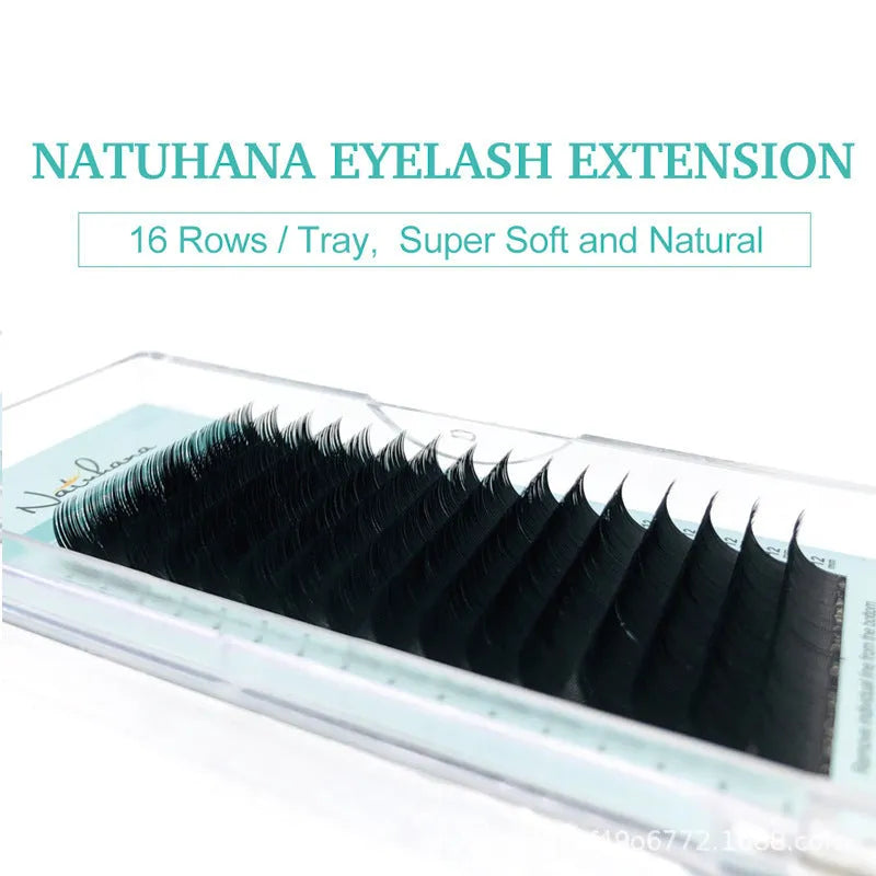 Artificial fibre false eyelashes with soft velvet texture showing length options from 7mm to 15mm