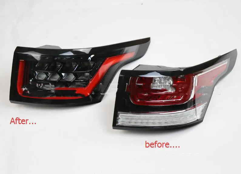 Pair of LED rear bumper brake light units for car taillight replacement.
