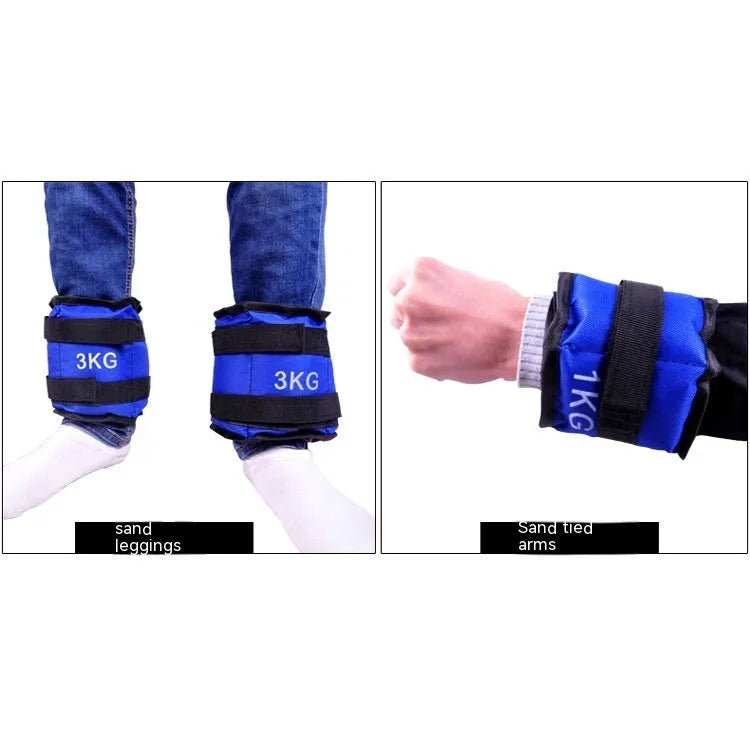 Legging sandbags for track and field training with adjustable weight options