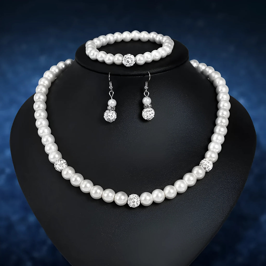 Classic Xiangbala bride wedding jewellery set of three pieces including ring necklace and earrings