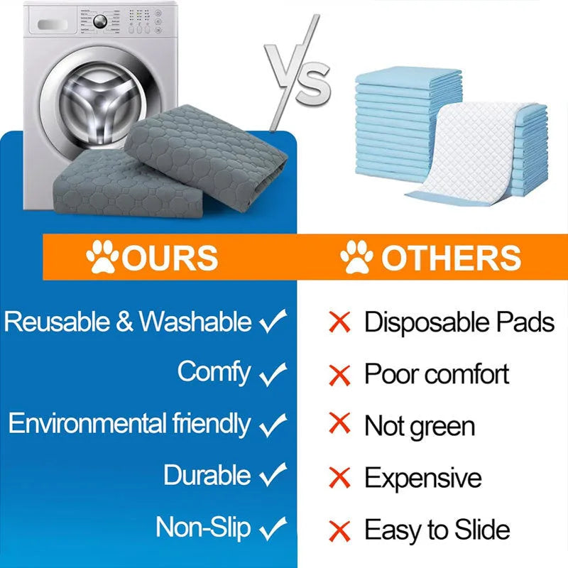 Pet Parents washable dog pee pads in grey and khaki colours, measuring 18x24 inches.