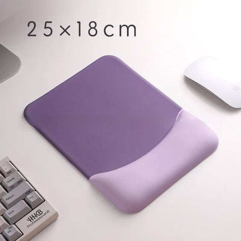 Square silica gel mouse pad with integrated wrister, cloth surface, 250x180mm dimensions