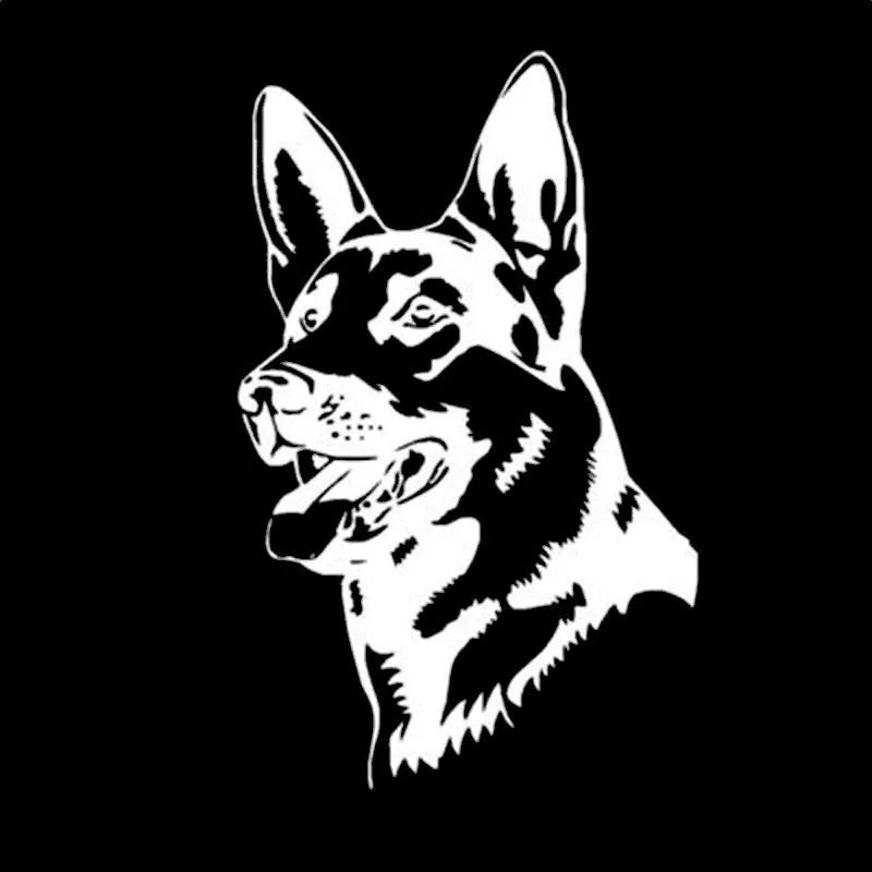 Reflective Alsace Shepherd hunting dog bumper sticker measuring 13x8 cm