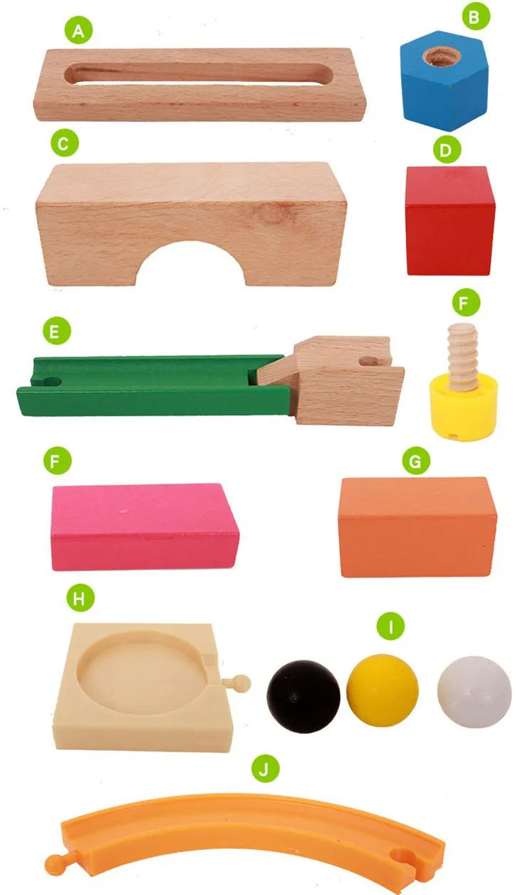Wooden track building blocks set, educational construction toy for children aged 4-6, Toy colour option