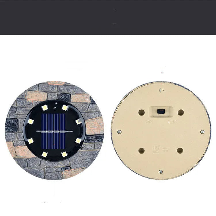 Solar underground light imitation stone case with 16 warm white LEDs for garden lawn use