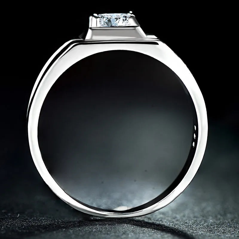 Men's sterling silver ring with diamond-cut fruit-style band, silver colour, UK size range 15-26