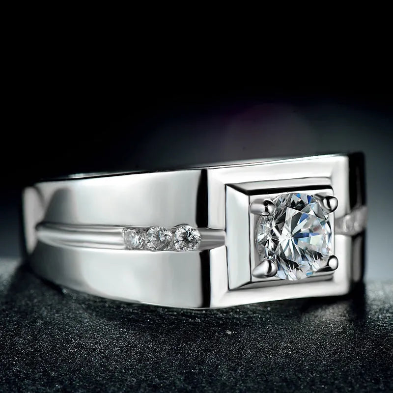Men's sterling silver ring with diamond-cut fruit-style band, silver colour, UK size range 15-26