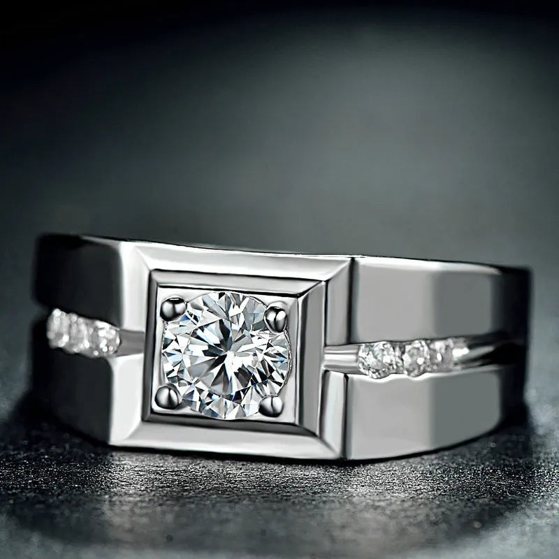 Men's sterling silver ring with diamond-cut fruit-style band, silver colour, UK size range 15-26