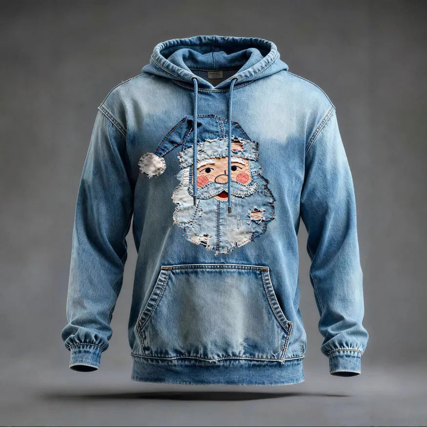 Christmas pocket hoodie loose pullover digital print sweatshirt in blue or red, sizes XXS to 6XL