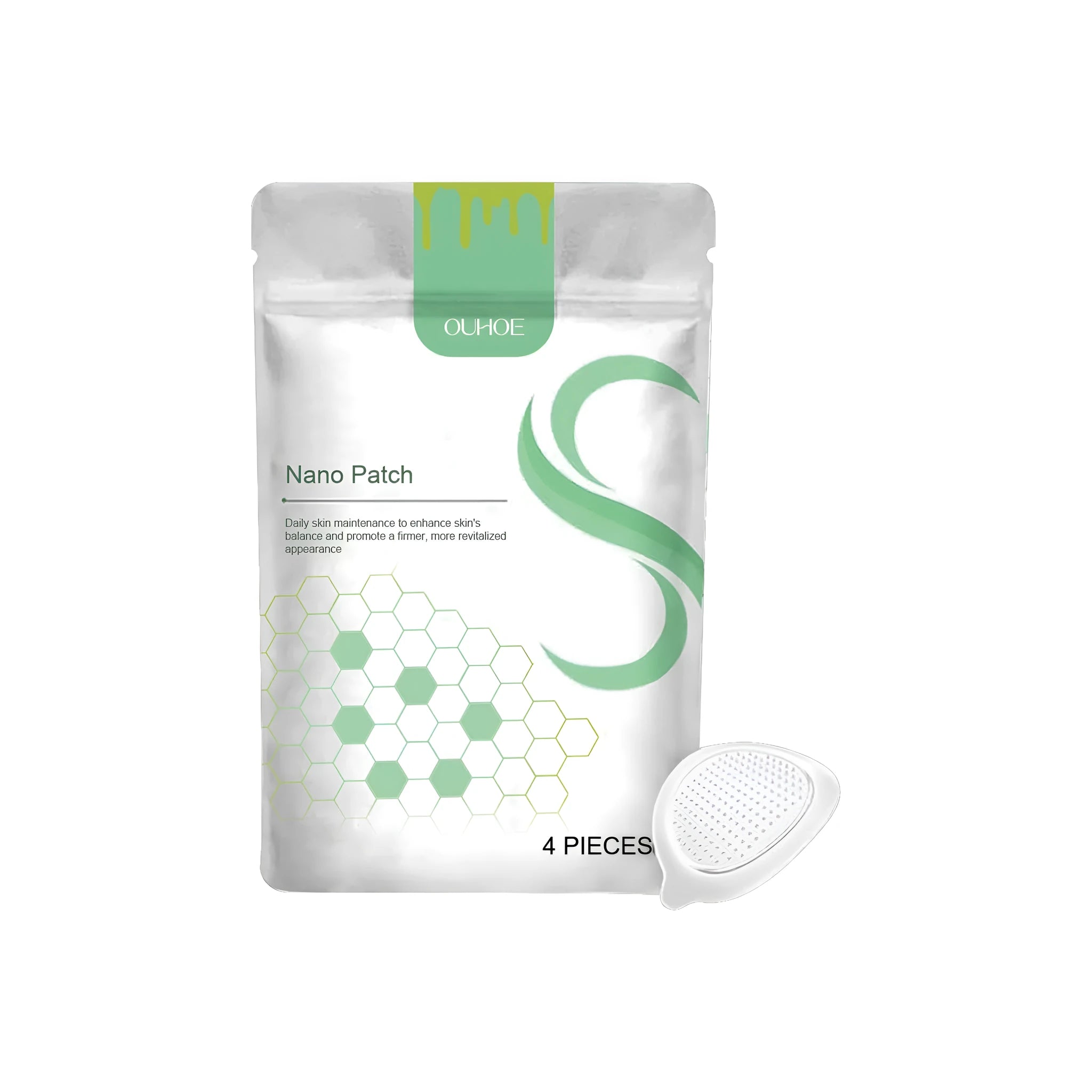 Four micro needle body shaping care patches with bee venom and botanical extracts.