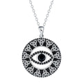 Copper Devil's Eye necklace with cross chain style pendant and electroplated finish.