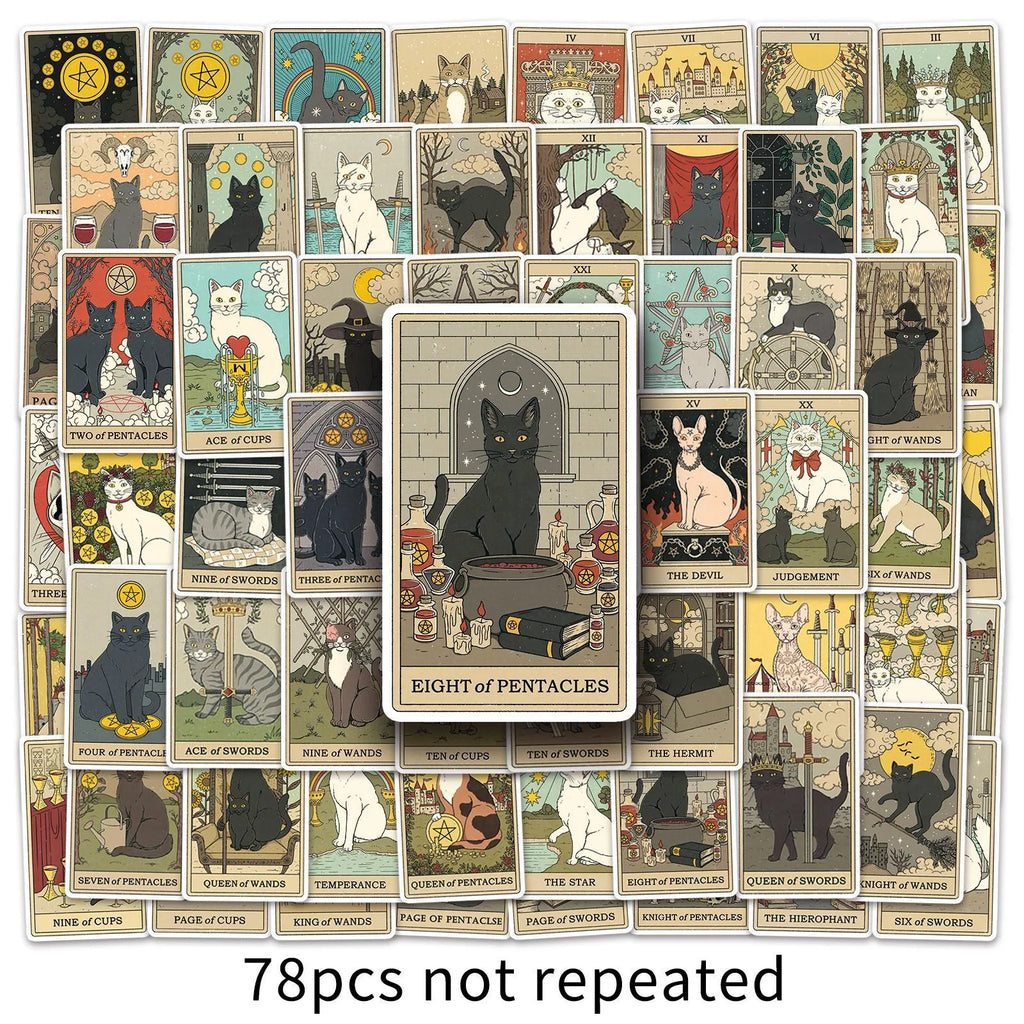 Creative Graffiti personalised 78 tarot card sticker set in cute style for waterproof luggage decoration